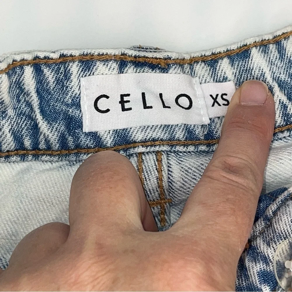 NEW Cello Acid Wash Asymmetrical Button Fly Jean Shorts Distressed XS